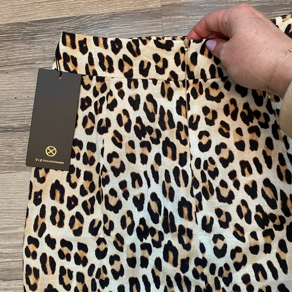 NWT ViX Scarlet Leopard Print Linen Blend Skirt - Picture 4 of 6